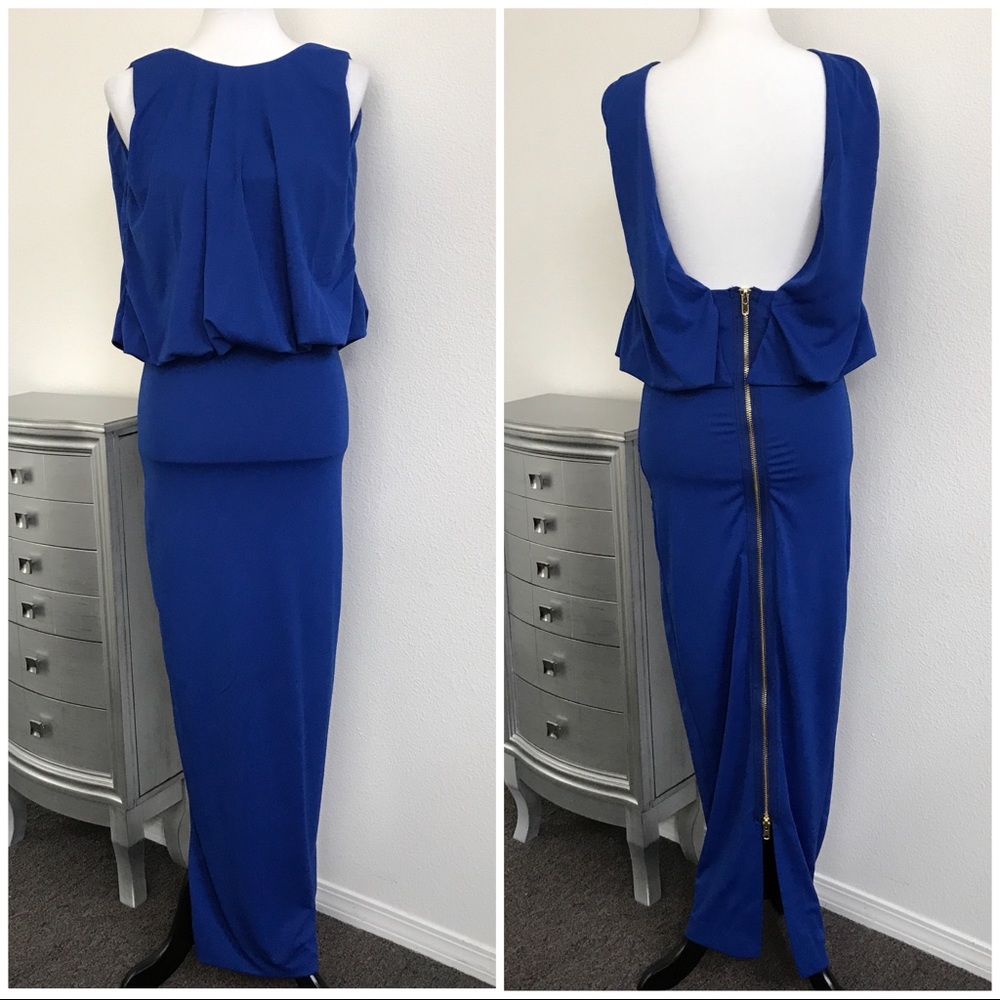 NWT CARIBBEAN QUEEN ROYAL BLUE ZIPPER DRESS